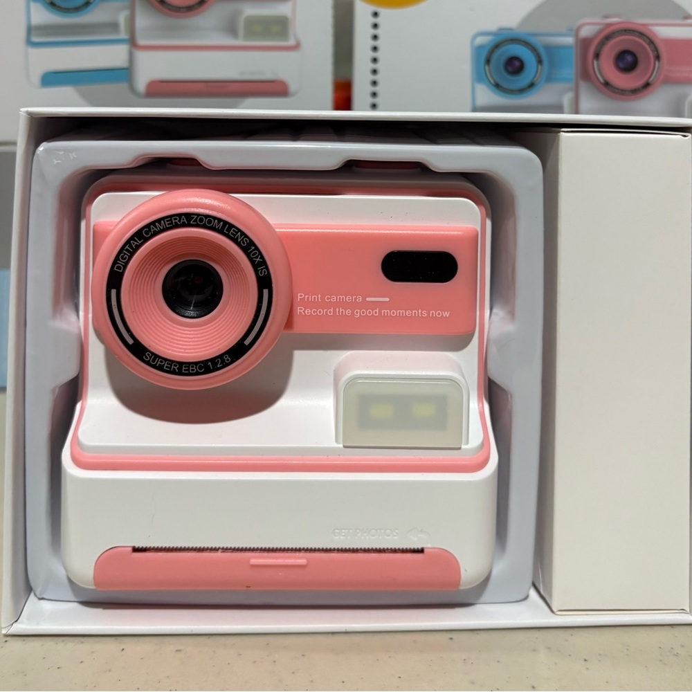 Pink and White Instant Camera